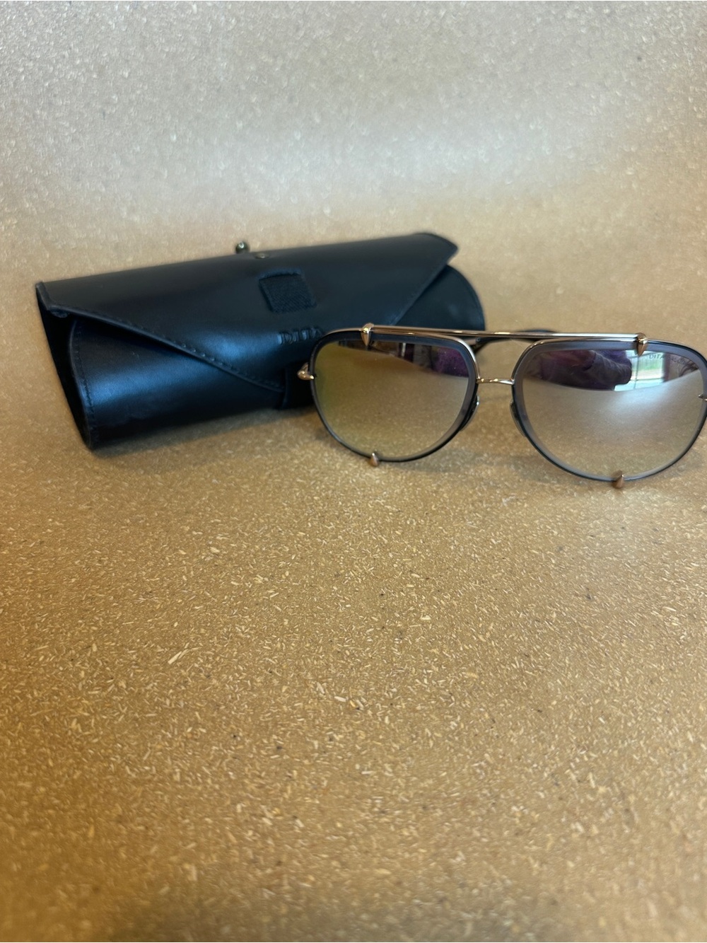 DITA Rose Gold Frame Sunglasses with mirrored Lenses and Black Case